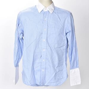 Barneys NewYork Hamilton Custom Shirtmaker Blue and White Shirt French Cuff